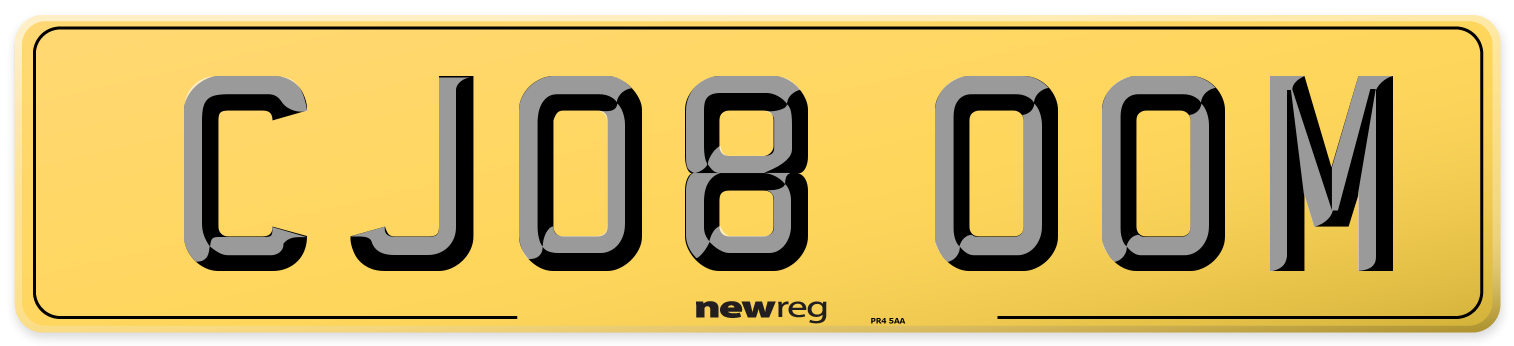 CJ08 OOM Rear Number Plate