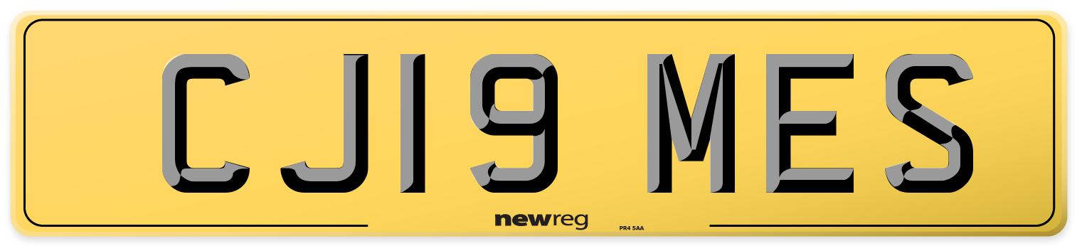 CJ19 MES Rear Number Plate