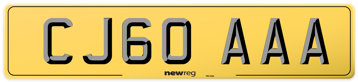 CJ60 AAA Rear Number Plate