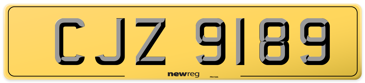 CJZ 9189 Rear Number Plate