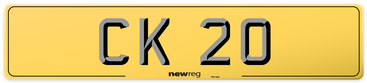 CK 20 Rear Number Plate