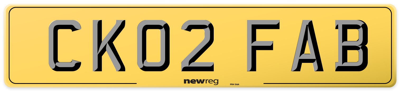 CK02 FAB Rear Number Plate