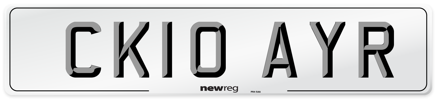 CK10 AYR Front Number Plate
