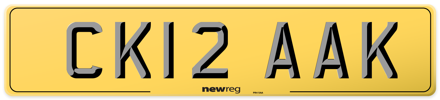 CK12 AAK Rear Number Plate