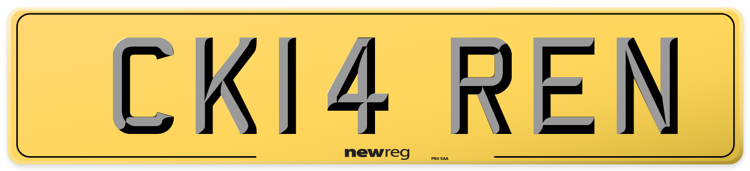 CK14 REN Rear Number Plate