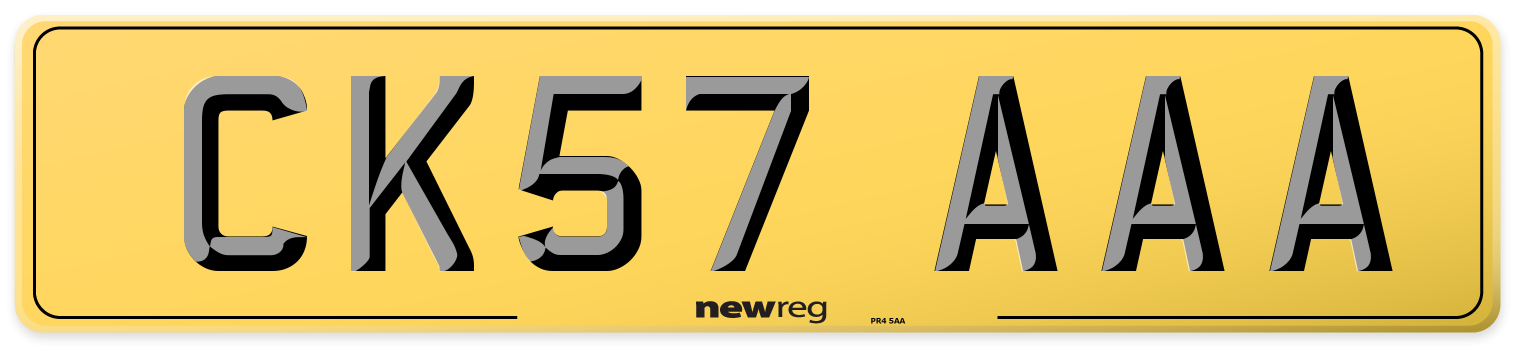 CK57 AAA Rear Number Plate