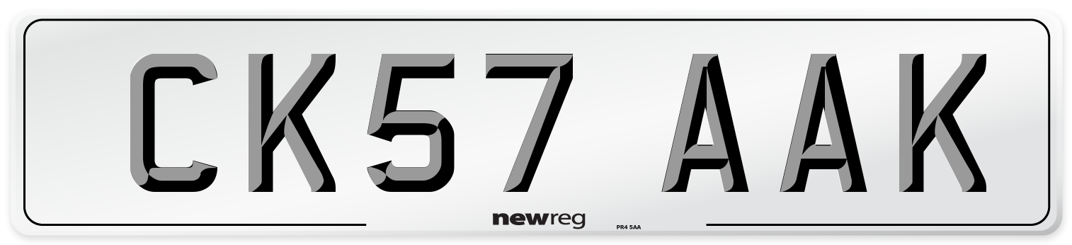 CK57 AAK Front Number Plate