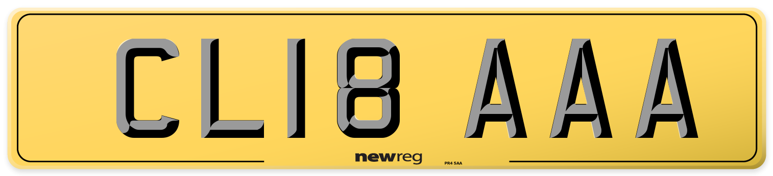 CL18 AAA Rear Number Plate