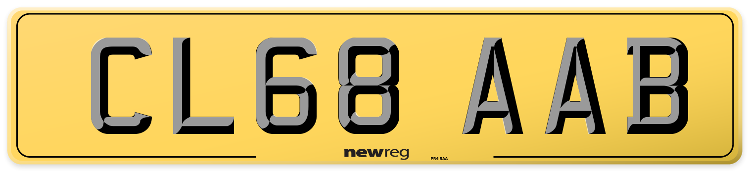 CL68 AAB Rear Number Plate
