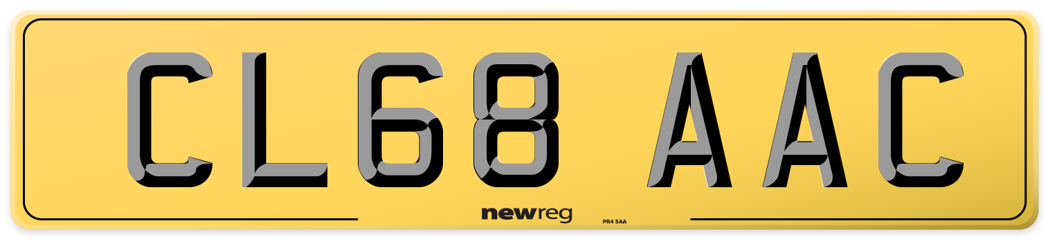 CL68 AAC Rear Number Plate