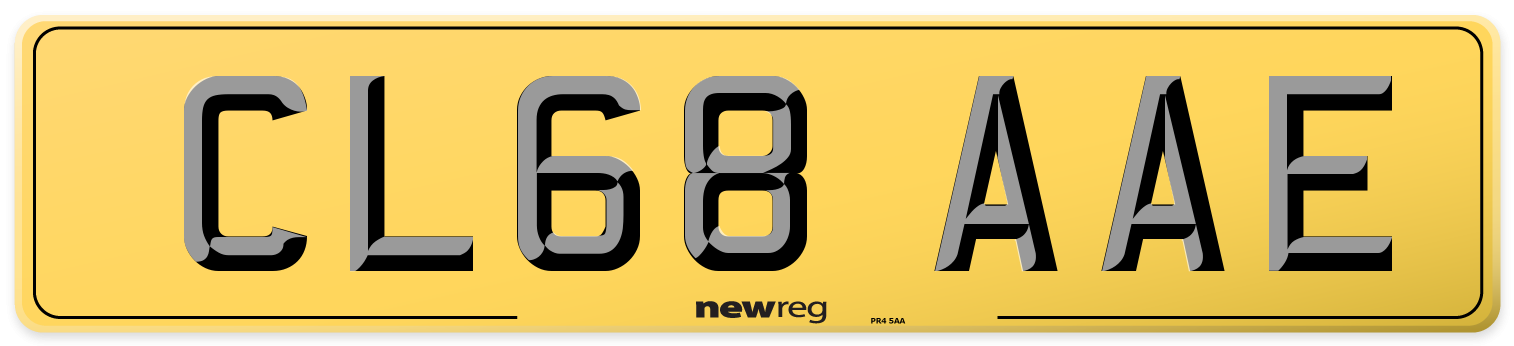 CL68 AAE Rear Number Plate