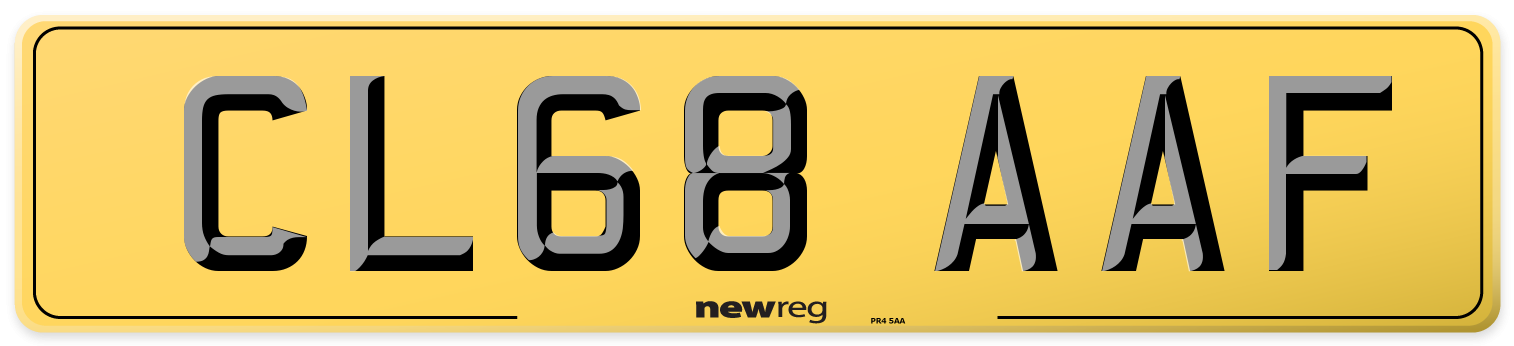 CL68 AAF Rear Number Plate
