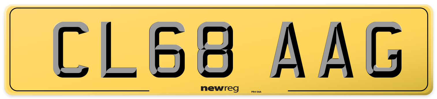 CL68 AAG Rear Number Plate
