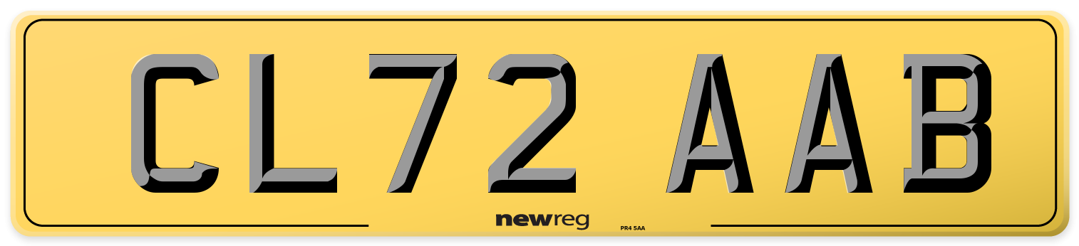 CL72 AAB Rear Number Plate