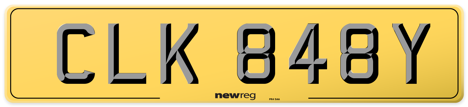 CLK 848Y Rear Number Plate