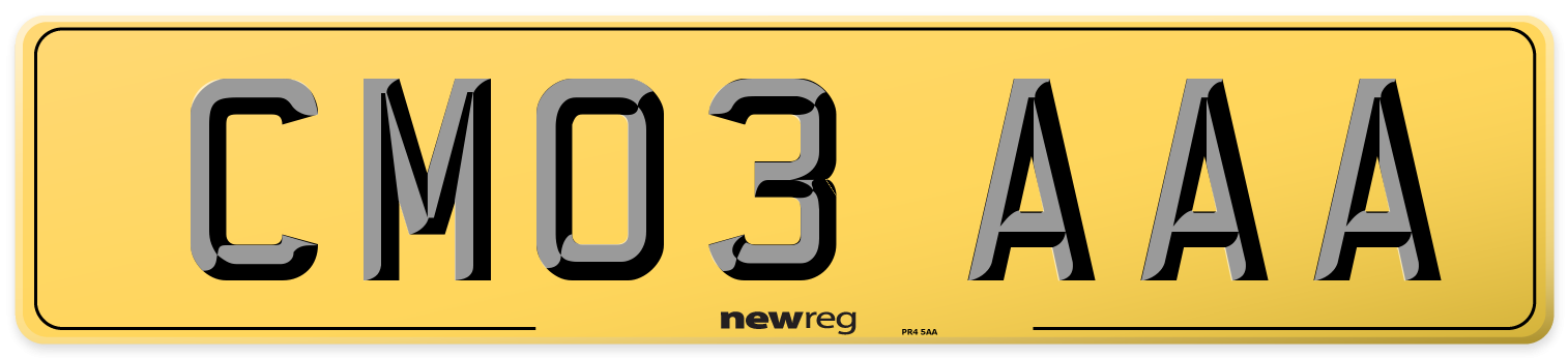 CM03 AAA Rear Number Plate