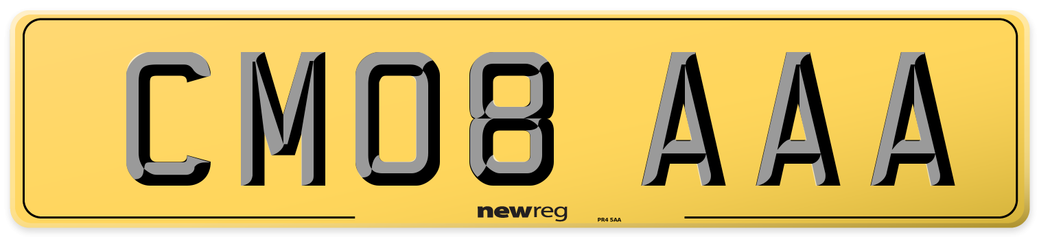 CM08 AAA Rear Number Plate
