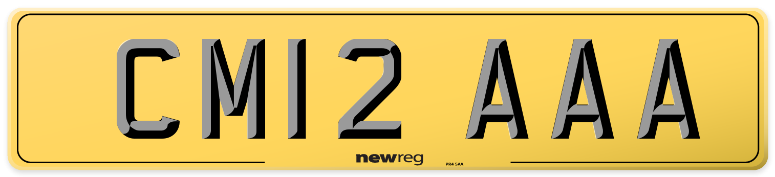 CM12 AAA Rear Number Plate