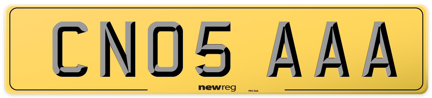 CN05 AAA Rear Number Plate