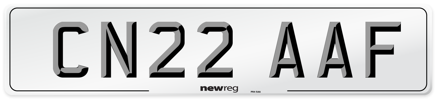 CN22 AAF Front Number Plate