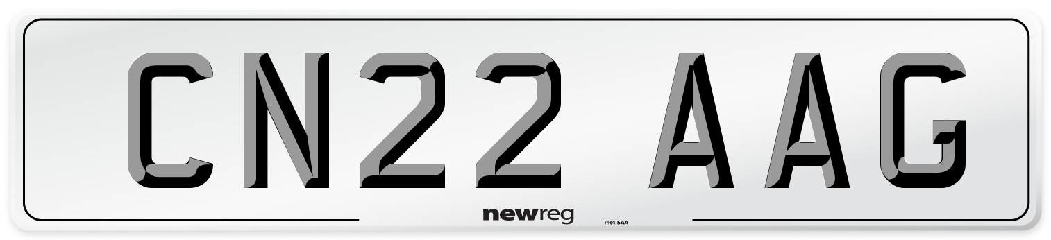 CN22 AAG Front Number Plate