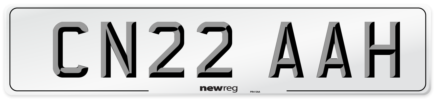 CN22 AAH Front Number Plate