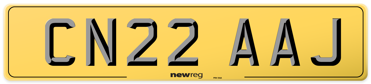 CN22 AAJ Rear Number Plate