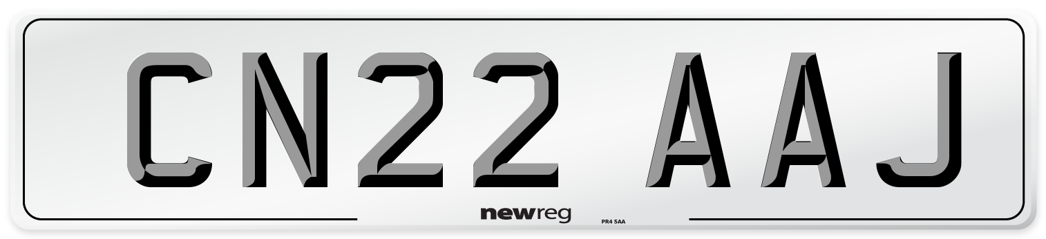 CN22 AAJ Front Number Plate