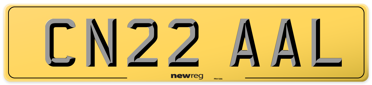 CN22 AAL Rear Number Plate