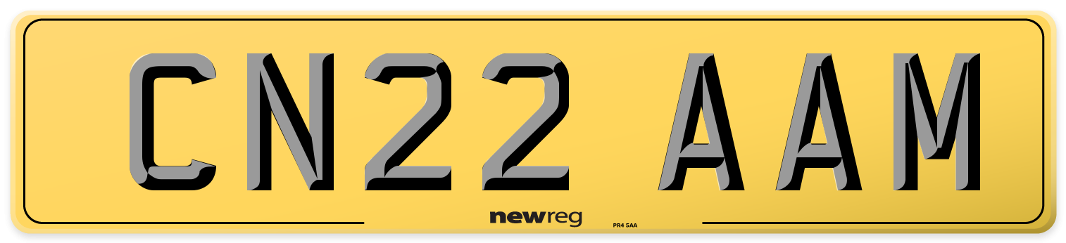 CN22 AAM Rear Number Plate