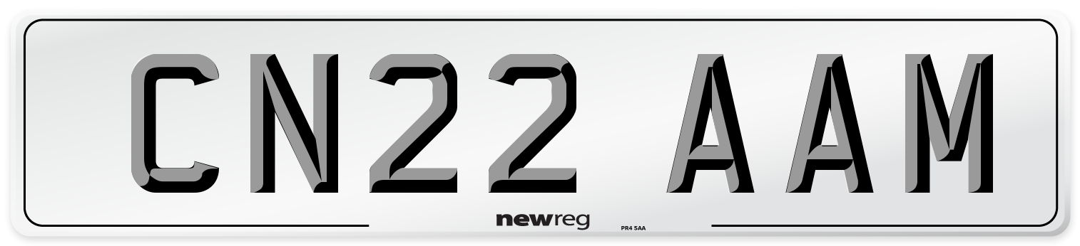 CN22 AAM Front Number Plate