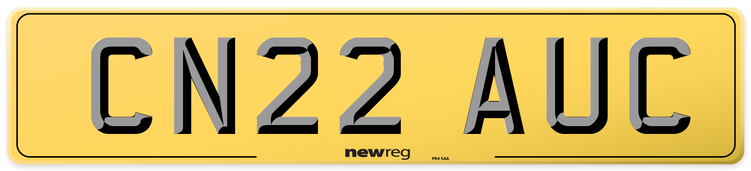 CN22 AUC Rear Number Plate