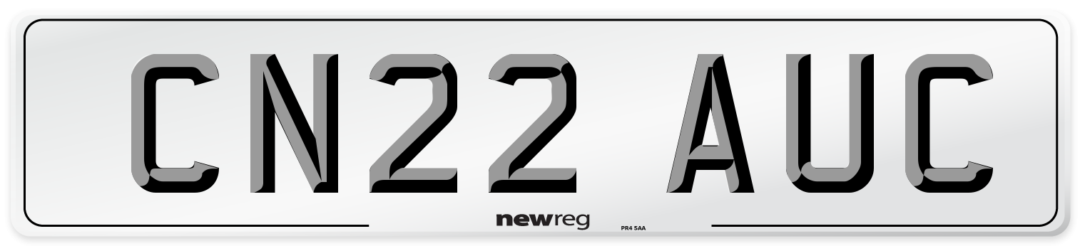 CN22 AUC Front Number Plate