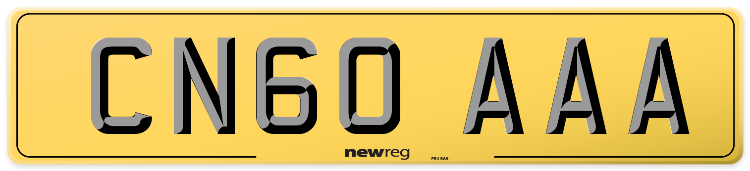 CN60 AAA Rear Number Plate