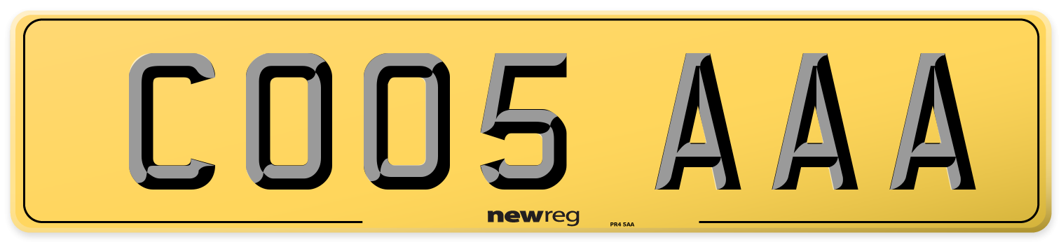 CO05 AAA Rear Number Plate
