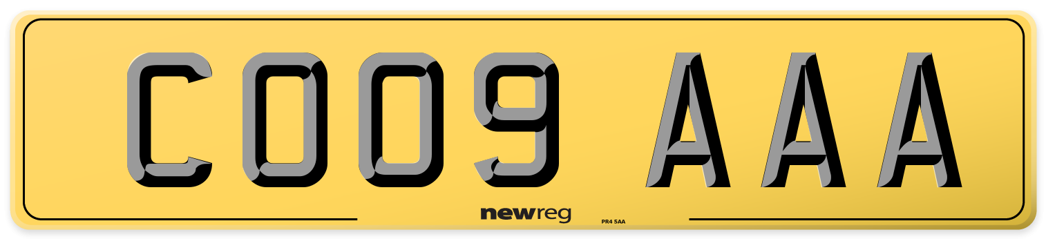 CO09 AAA Rear Number Plate