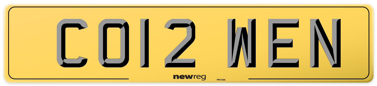 CO12 WEN Rear Number Plate