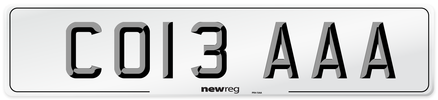 CO13 AAA Front Number Plate