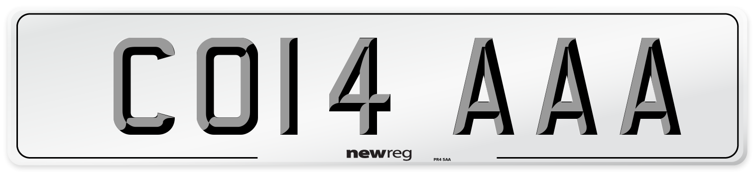 CO14 AAA Front Number Plate