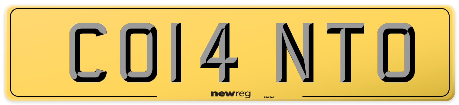 CO14 NTO Rear Number Plate