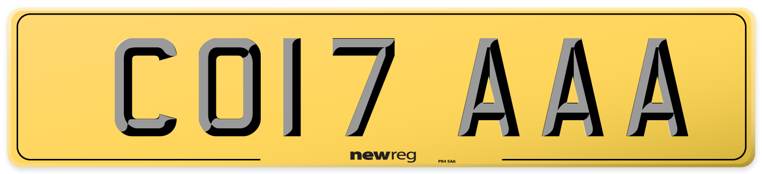 CO17 AAA Rear Number Plate