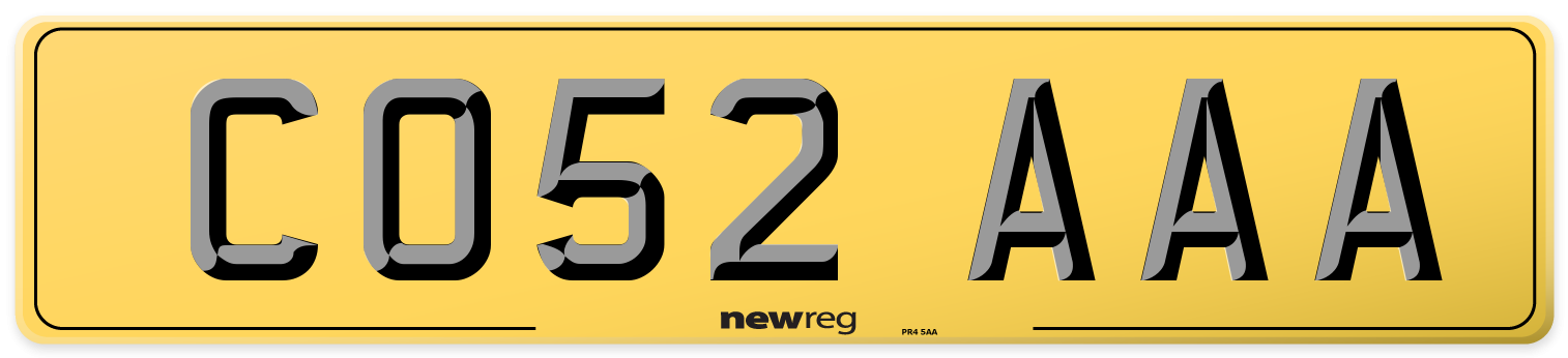 CO52 AAA Rear Number Plate