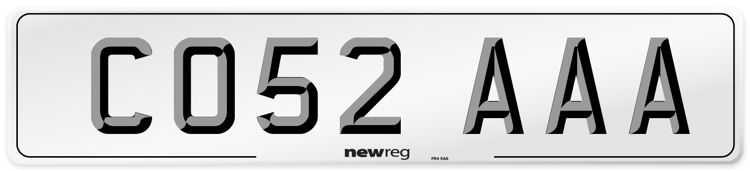 CO52 AAA Front Number Plate