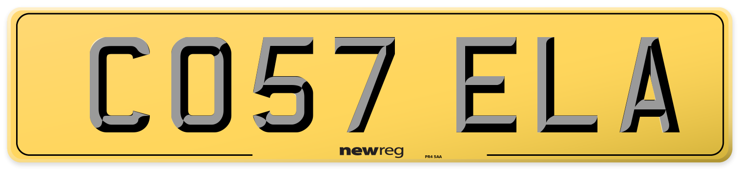 CO57 ELA Rear Number Plate