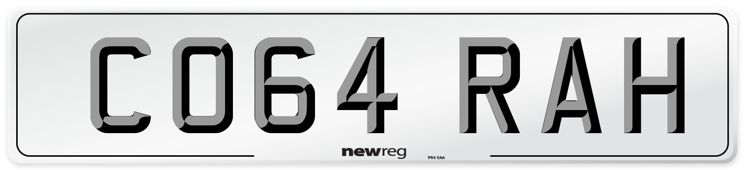 CO64 RAH Front Number Plate