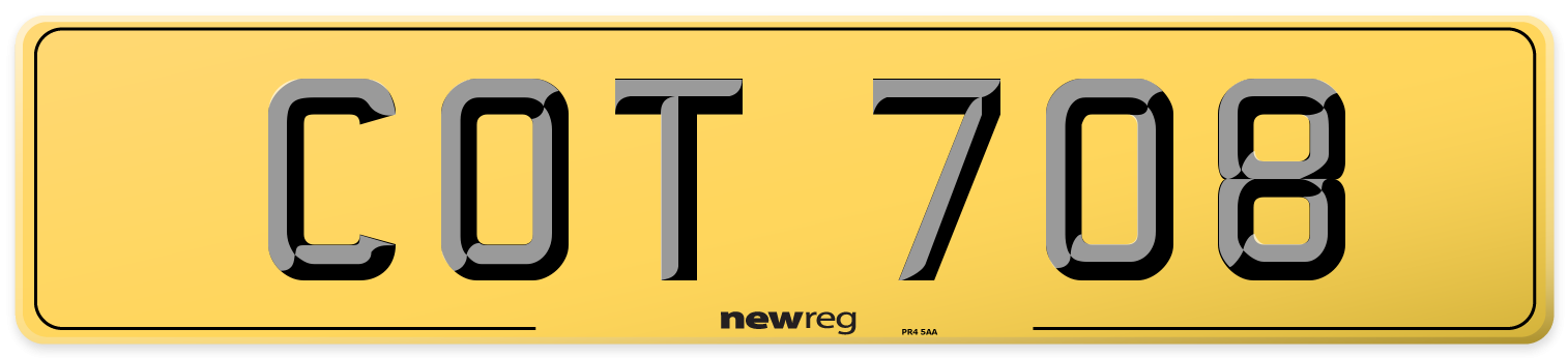 COT 708 Rear Number Plate