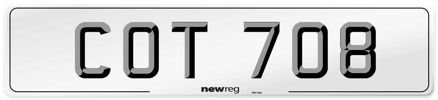 COT 708 Front Number Plate