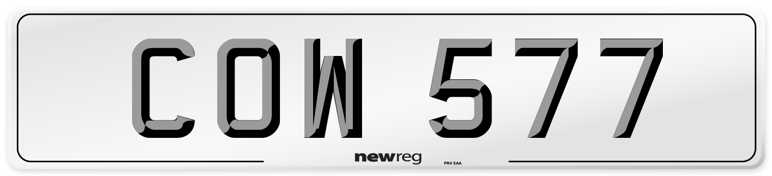 COW 577 Front Number Plate