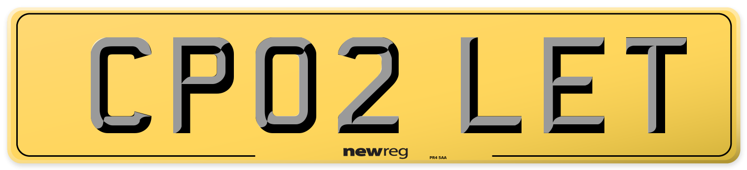 CP02 LET Rear Number Plate