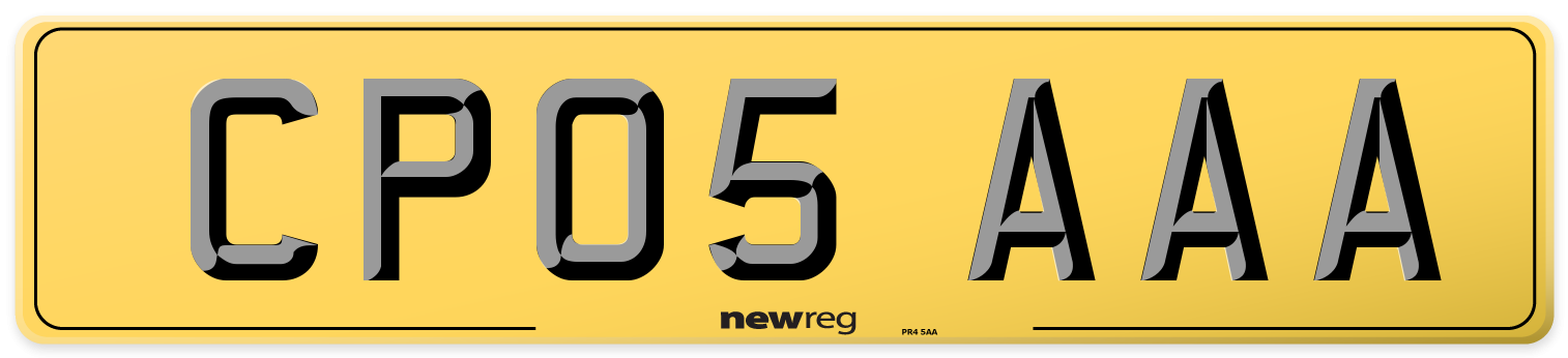 CP05 AAA Rear Number Plate